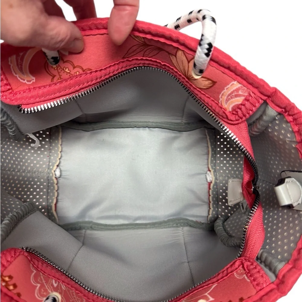 Jen & Co Neoprene Tote Coral Elegant Paisley Tote Bag EUC